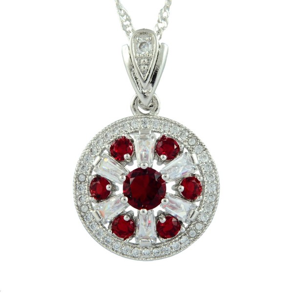 RIZILIA Blossom Pendant with 45cm(18") Chain & Round Cut Gemstones