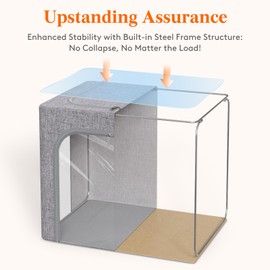 Lifewit Clothes Storage Bins with Metal Frame, Stackable Storage Box, Foldable Clothing Storage Bins with Lids, 40L Storage Bags Fabric Box Organizer with Clear Window＆ Zippers＆ Sturdy Handles 3 Pack