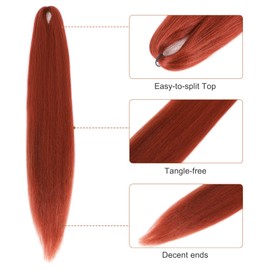 DIFUNEE Pre-stretched Braiding Hair - 18 Inch 8 Packs Orange Copper Braiding Hair For Twist or Box Braids, Yaki Texture Hot Water Setting Synthetic Braiding Hair Extensions (18 Inch, 350#-8P)