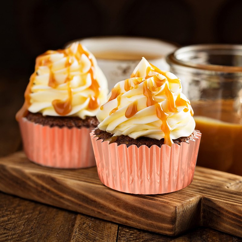 300 Pieces Foil Metallic Cupcake Cases, Muffin Cakes Paper Liners