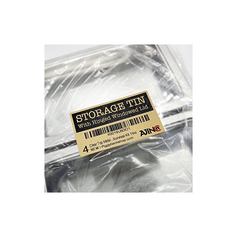 Clear Top Metal Tin Box 7oz Plain Silver Hinged Blank