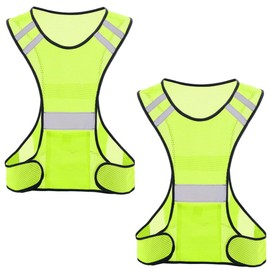 AzulLanse Reflective Running Vest, Breathable Sports Vest, Pack of 2, Green