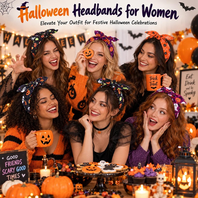 6PCS Halloween Headbands for Women, Halloween Accessories for Festive Gift