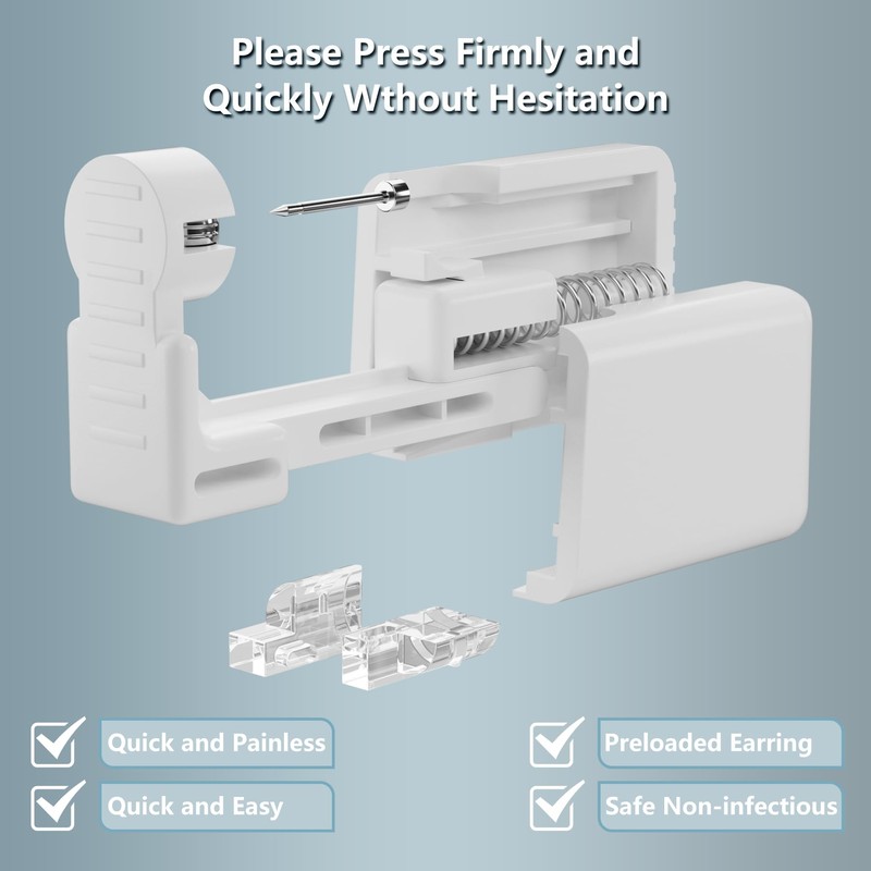 Ear Piercing Kit, Anzero 2 Pcs Disposable Ear Piercing Gun
