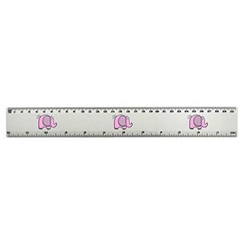 'Pink Elephant' 30cm (12 Inch) White Plastic Ruler (RL00049859)