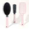 DA 3-Piece Hair Styling Brush Set: Rib, Cushion, and Roll Brushes for Scalp Massage Cushion Rib Roll Brush Set (Blue) 2ea