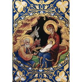 Catholic Orthodox Nativity of Christ Byzantine Tapestry Icon With Crosses 18 Inch