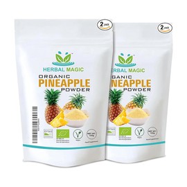Herbal Magic's Organic Pineapple Powder,Juice Powder - Rich & Vibrant Smoothies, Shakes, Juices, Baking, Cuisines - irresistibly delicious - for an active lifestyle - 100g (Pack of 2)