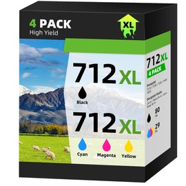 712XL Ink Cartridges High Yield Compatible Replacement for HP 712XL 712 XL 712 Ink Cartridges Combo Pack for HP DesignJet T210 T630 T650 T250 T230 Printer (4 Pack, 1BK/1C/1M/1Y)
