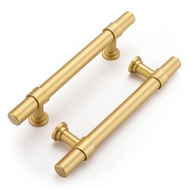 Haliwu 20 Pack Gold Cabinet Handles Brushed Brass Drawer Pulls for Kitchen Hardware Handles Barrel Dresser Cabinet Pulls,3-3/4 inch Hole Center