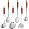 Stainless Steel Kitchen Utensils Set with Wood Handle, 18/10 Metal