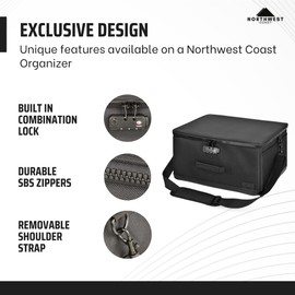 Northwest Coast Golf Shoe Bag - Trunk Organizer with Lock and Shoulder Strap - Large Travel Bag for Accessories and Clothing - Includes Golf Tee Bag
