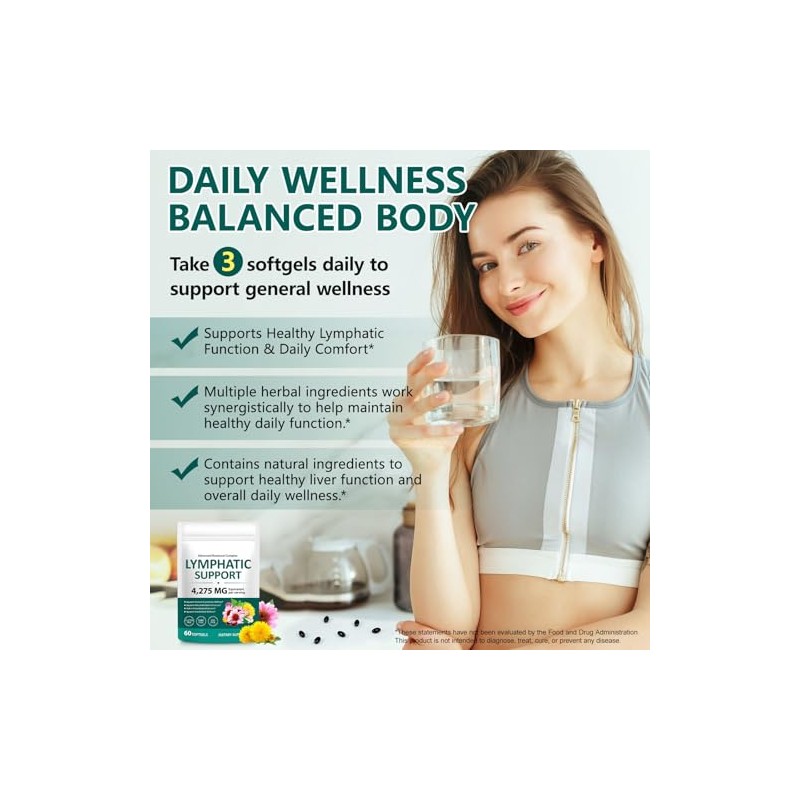 Lymphatic Drainage Supplements 4275mg - 21-in-1 Herbal Blend with Dandelion,