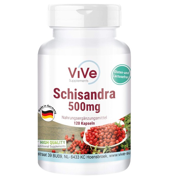 Schisandra Extract 500 mg - 120 Capsules - Schisandra chinensis - Wu Wei Zi - 9% Schisandrin - High Dose - Vegan | Quality from Germany ViVe Supplements