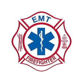 EMT Firefighter Maltese Cross Shaped Sticker (First Responder Decal, Fire Fireman Emergency Services Vinyl for Cars, Trucks, Laptops, and Coolers (3 inch)