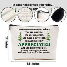DHKG Inspirational Gift Thank You Gifts for Women Makeup Bag, Appreciation Gifts for Employee Volunteer Teacher Coworker Friends Encouragement Gift Cosmetic Bags Makeup Pouch