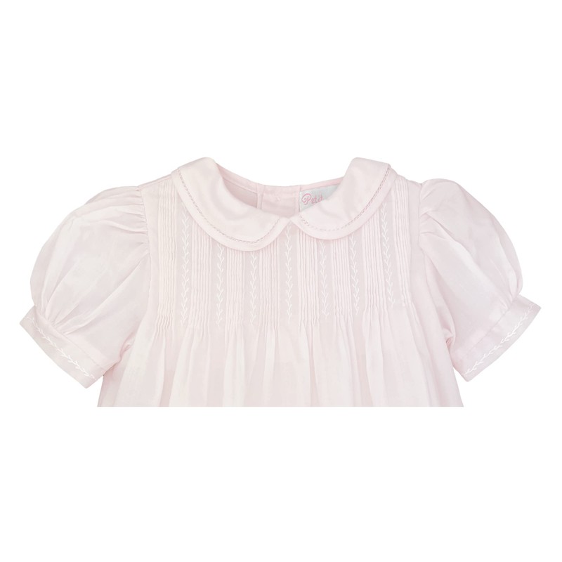 Petit Ami Baby Girls' Dress with Pintucks and Feather Stitching,