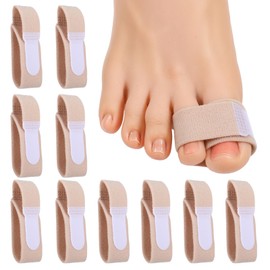 YBEATY 10 Pcs Hammer Toe Straightener Reusable Broken Buddy Wraps Toe Corrector Hammertoe Bandages Support Protection Splints Cushioned for Women Men Overlapping Crooked Curled Bent (Beige)