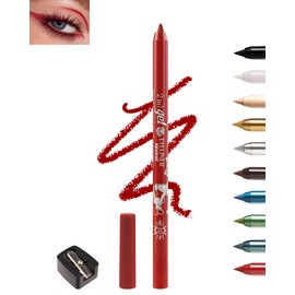 Green Gel Eyeliner, Creamy Waterproof Eyeliner Pen, Long-Lasting, Smudge-proof Eyeliner Pen with Sharpener, Highly Pigmented Mkroglitter Eyeshadow Pencil for Sensitive Eyes, Easy to Apply 08