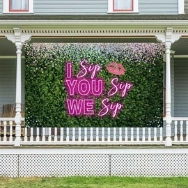 Ticuenicoa Galentine's Day Banner - I Sip You Sip We Sip Romantic 70.8x43.3 Inches Backdrop for Party Decor and Photography, Perfect for Ladies' Galentines Day Celebrations