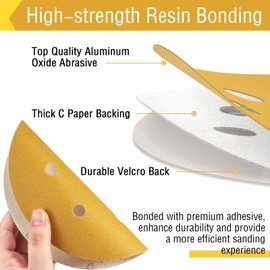 WEWINK PLUS 6-Inch 6-Hole 40 Grit Sandpaper Discs,Box of 70, Hook and Loop Backing for Random Orbital or DA Sander, Finishing Coarse Sanding Abrasive Automotive Paint, Woodworking Wood, Metal