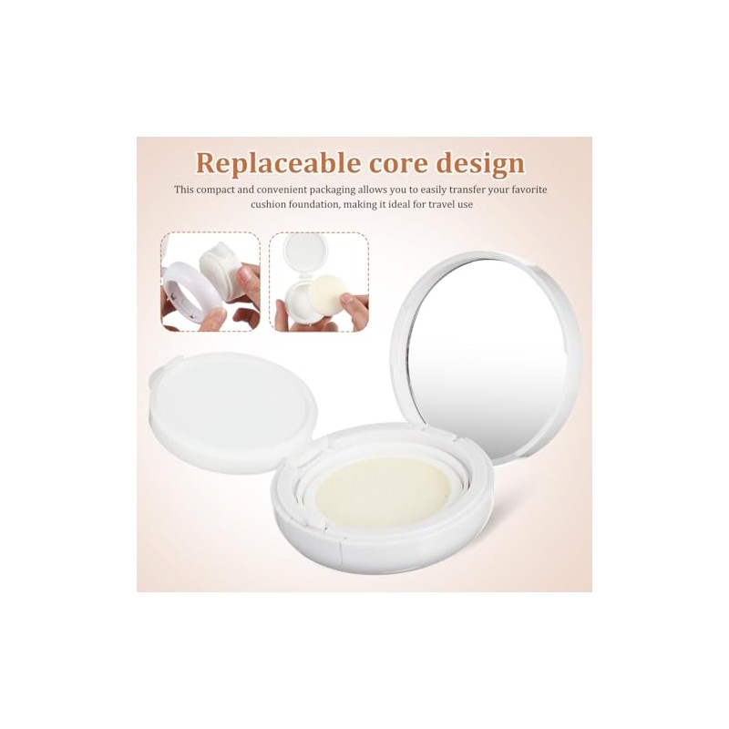 Packove Contenedor Base Cojín Vacío Espejo Estuche Compacto Polvo Suelto