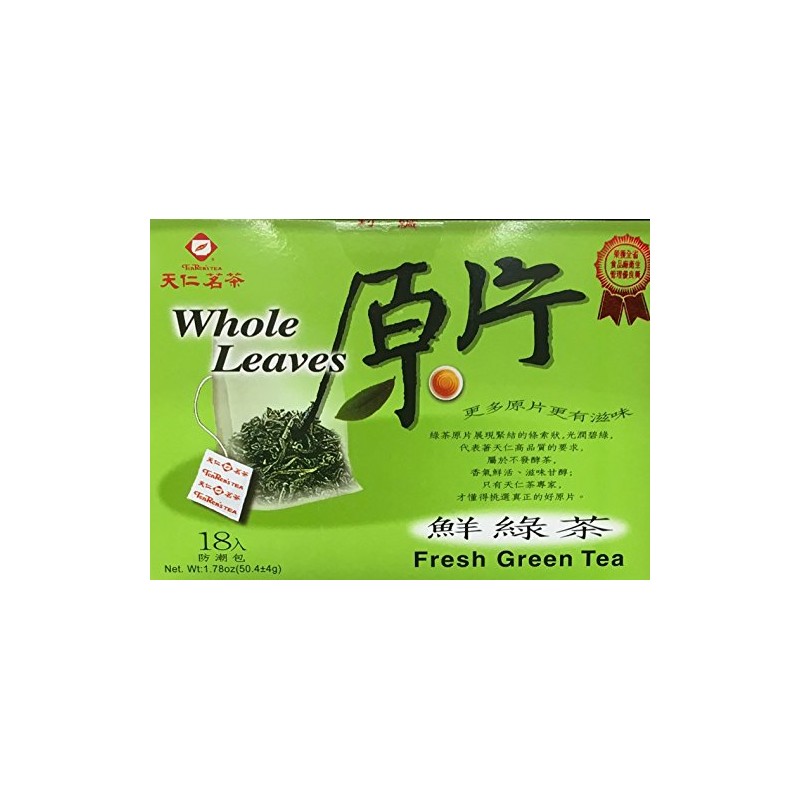 1.78oz TenRen Fresh Green Tea, Whole Leaves, 18 Tea Bags