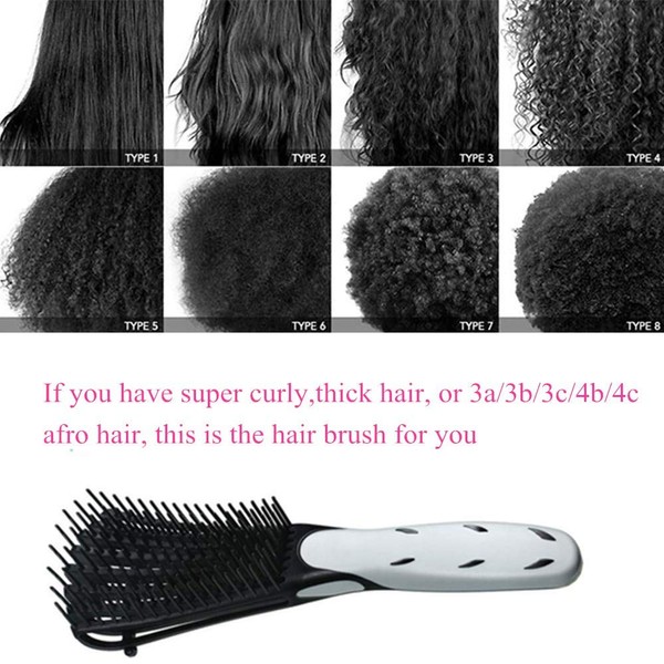 Detangling Brush for Natural Hair-Detangler for Afro Textured 3a to 4c Kinky Wavy, Detangle Easily with Wet,Coily Hair,Dry,Curly,Conditioner, Improve Hair Texture-Easy Clean (Black)