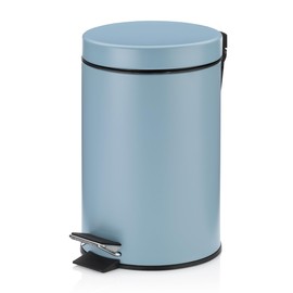 Kela Kosmetikeimer blau 3l, Metall Tretmülleimer Badezimmer, Badmülleimer mit Inneneimer und Tragehenkel, MONACO, frostblau matt
