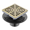 EXF Square Shower Drain 4 1/3 Inch Brushed Gold, Low