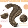 YoungSee Micro Ring Real Hair Extensions, Dark Brown with Blonde,