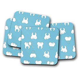 4 Set - Dental Hygiene Drinks Coaster - Teeth Health Dentist Tooth #8501