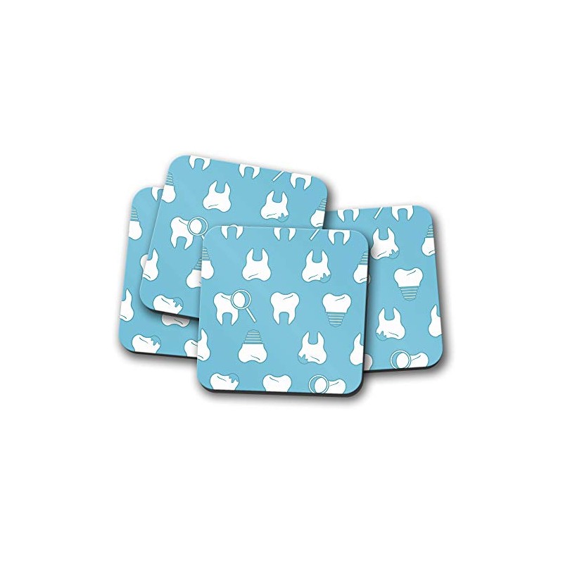 4 Set - Dental Hygiene Drinks Coaster - Teeth Health