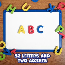 READY 2 LEARN Magnetic Alphabet - Uppercase - 52 Letters - Kids Foam Letter Magnets for the Classroom, Refrigerator or White Board - Large Magnets for Better Attraction