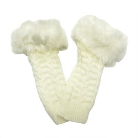 Wrapables Fingerless Gloves with Faux Fur Trim - White