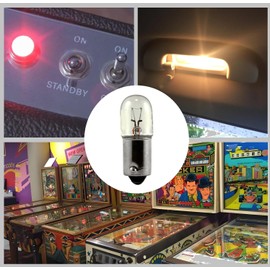 OCS Parts BA9s Base Multipurpose Dimmable Light Bulbs | T-3.25 Bulb Shape Light Bulbs for Pinball and Arcade Machines, License Plate Lights, Interior Dome Lights, and Fender Guitar Amps (20-Pack)