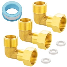 3 Stück 3/4 Zoll Messing Winkel 90° mit O-Ring, 3/4" IG/AG Beweglich Verschraubung, DN20 90 Grad Winkelverschraubung für Trinkwasser Geeignet Zentralheizungssysteme
