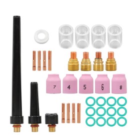 findmall 37pcs TIG Welding Torch Gas Lens Kit for WP 9/20/25, DB/SR Series - Includes 10 Cup, Alumina Nozzle, Collet, Gas Lens Body, Cup Gasket, Welding Accessories