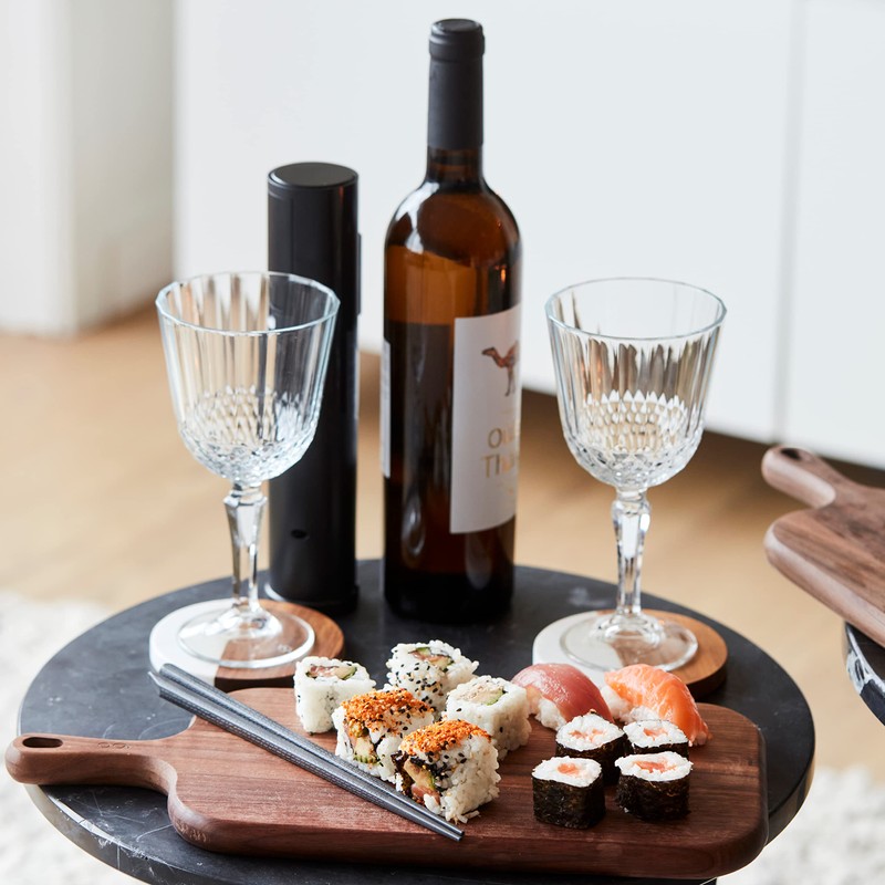 Point Virgule Walnut Wood Serving Board with Handle, Perfect for