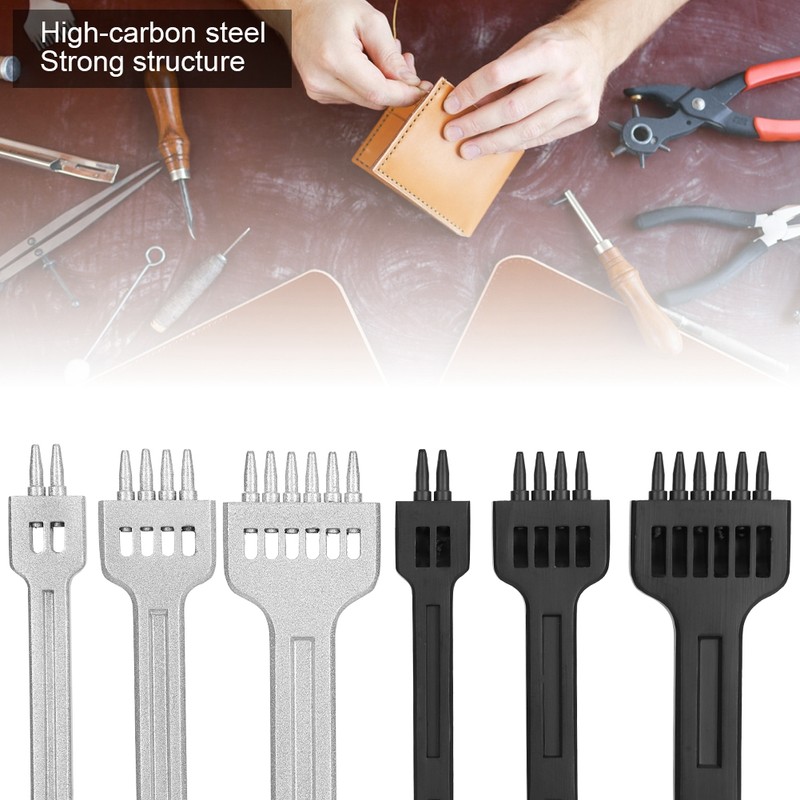 6Pcs Prong Chisel Round Hole DIY Leather Punch Tool HighCarbon