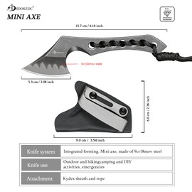 SDOKEDC 9CR18MOV Steel Mini Axe Tool With Sheath Survival Knives Fixed Blade Small Outdoor Camp Hatchet Camping Knife For Men EDC