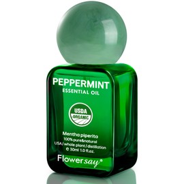 Flower Say Peppermint Essential Oil for Diffuser, USDA Organic Mint Oil for Hair Growth, 100% Pure Peppermint Oil for Skin, Aromatherapy, Candle Making & Garden Care-30ml