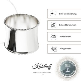 Kedelhoff Silvella Napkin Rings, Set of 2, High-Quality Silver-Plated Handmade Napkin Rings, Round, Tarnish-Resistant and Diameter 5 cm