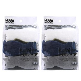 Wise CARAful AS-001 Antibacterial Soft Kitchen Sponges, Cats, Set of 3, Set of 2, Made in Japan, Scratch Resistant, Standable, Stylish, Cute, Nylon, Non-woven Fabric