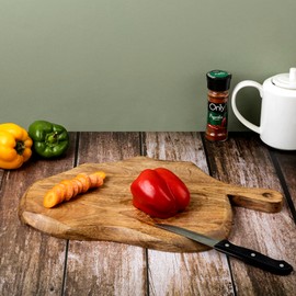 GoCraft Wooden Cutting Board with Handle | Mango Wood Leaf Shape | Chopping, Prep, Serve Board | Charcuterie Platter - 17" x 10.5"