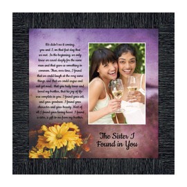 Crossroads Home Décor The Sister I Found in You, Gift for Sister in Law’s Birthday or Christmas, Sister of The Bride or Groom Wedding Day Gift, Framed Poem, 6445CH