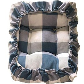 TINTON LIFE Padded Rectangle Bar Stool Cover Cushion with Elastic Fabric Satori Stool Seat Cushion for Metal Wooden Bench 12"x16" Plaid Blue
