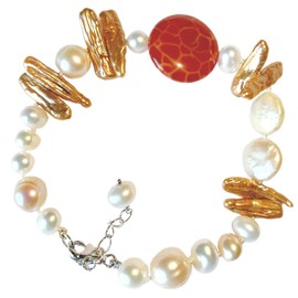 IPEARL Multicolor Freshwater Pearl Stretch Bracelet - Adjustable Layered Design for Women - Perfect Summer Beach Jewelry Gift, Medium, Pearl