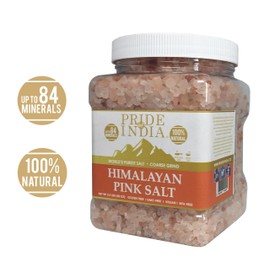 Pride Of India - Himalayan Rock Salt - 84+ Natural Mineral Enriched (Pure Himalayan Pink Salt, Coarse Grind 2.2 Pound Jar)