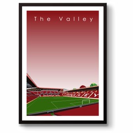 GroundDesigns CHARLTON ATHLETIC FC Football Gift THE VALLEY Stadium Art Unframed A3 Print CAFC